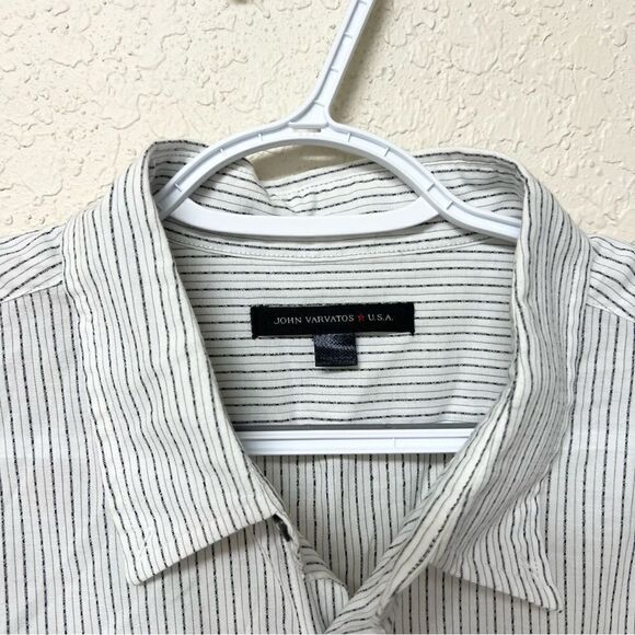 John Varvatos Button Up Shirt Mens Size L Striped Cotton Business Casual - Picture 4 of 7
